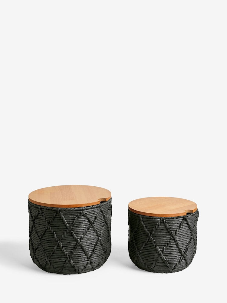 Set of 2 storage baskets with lids