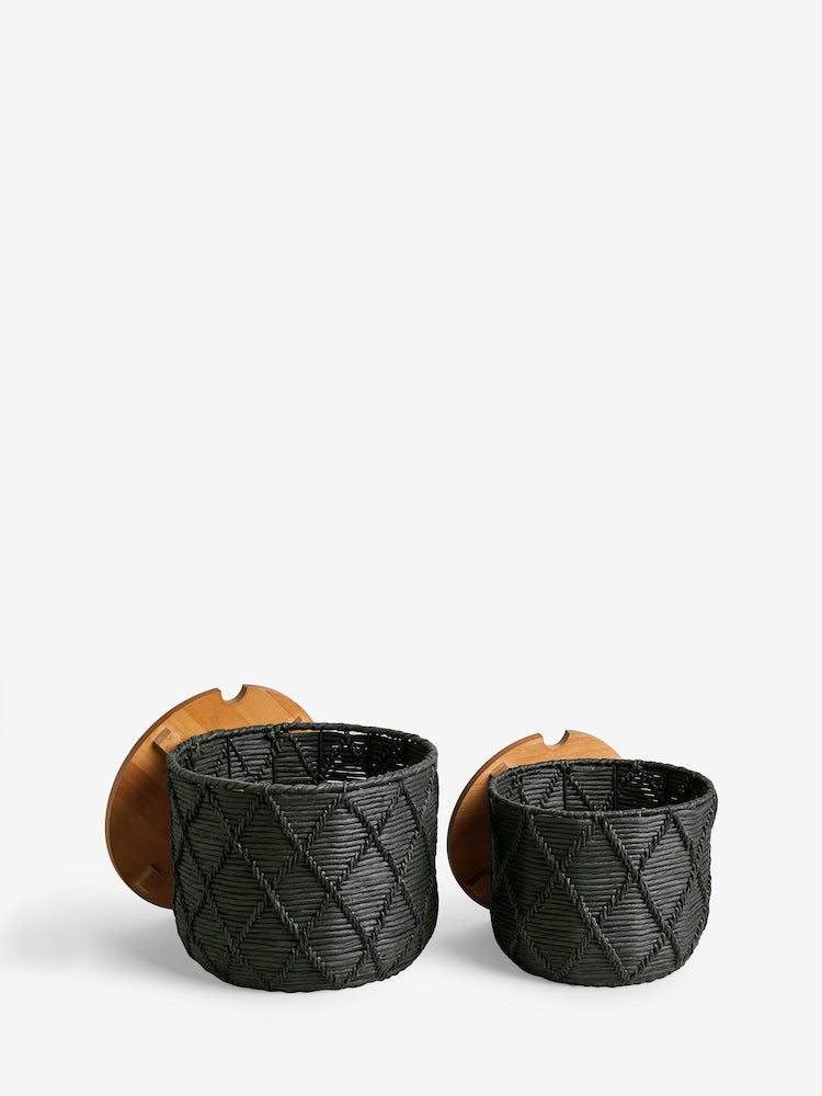 Set of 2 storage baskets with lids