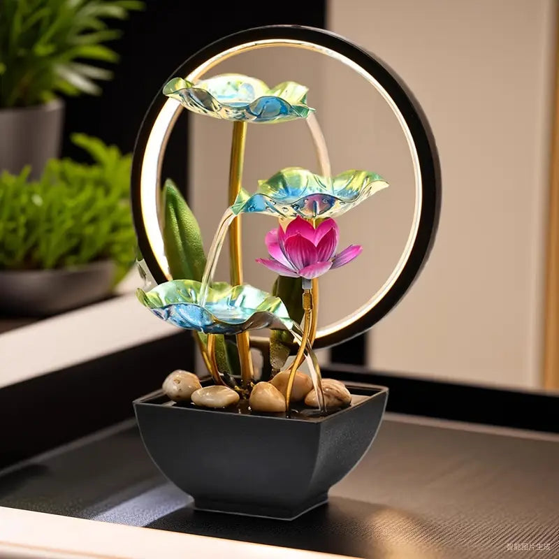 Metalic fountain  desk flowers