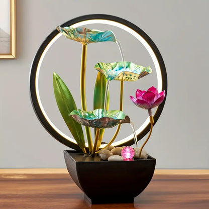Metalic fountain  desk flowers