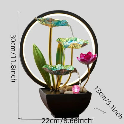 Metalic fountain  desk flowers
