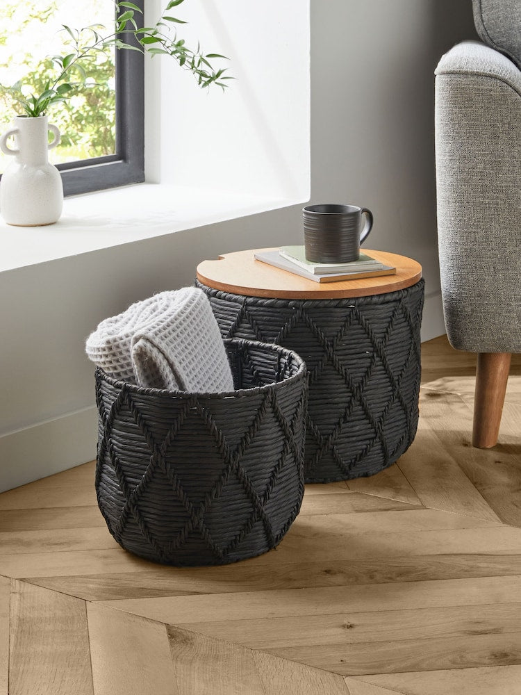 Set of 2 storage baskets with lids