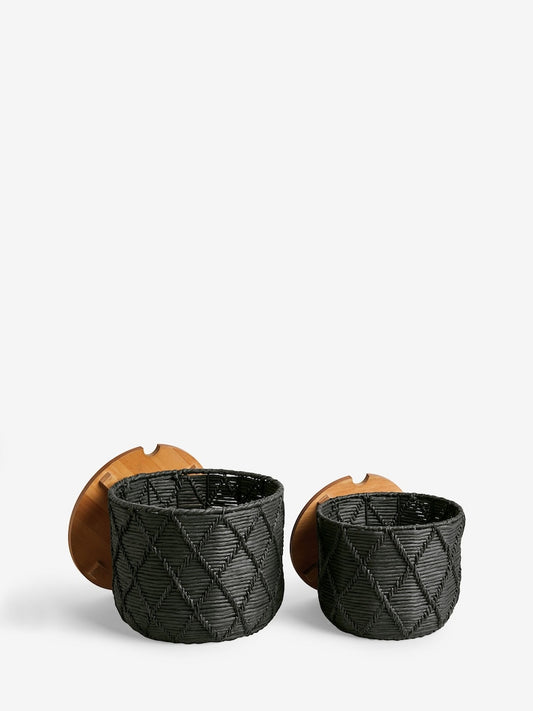 Set of 2 storage baskets with lids